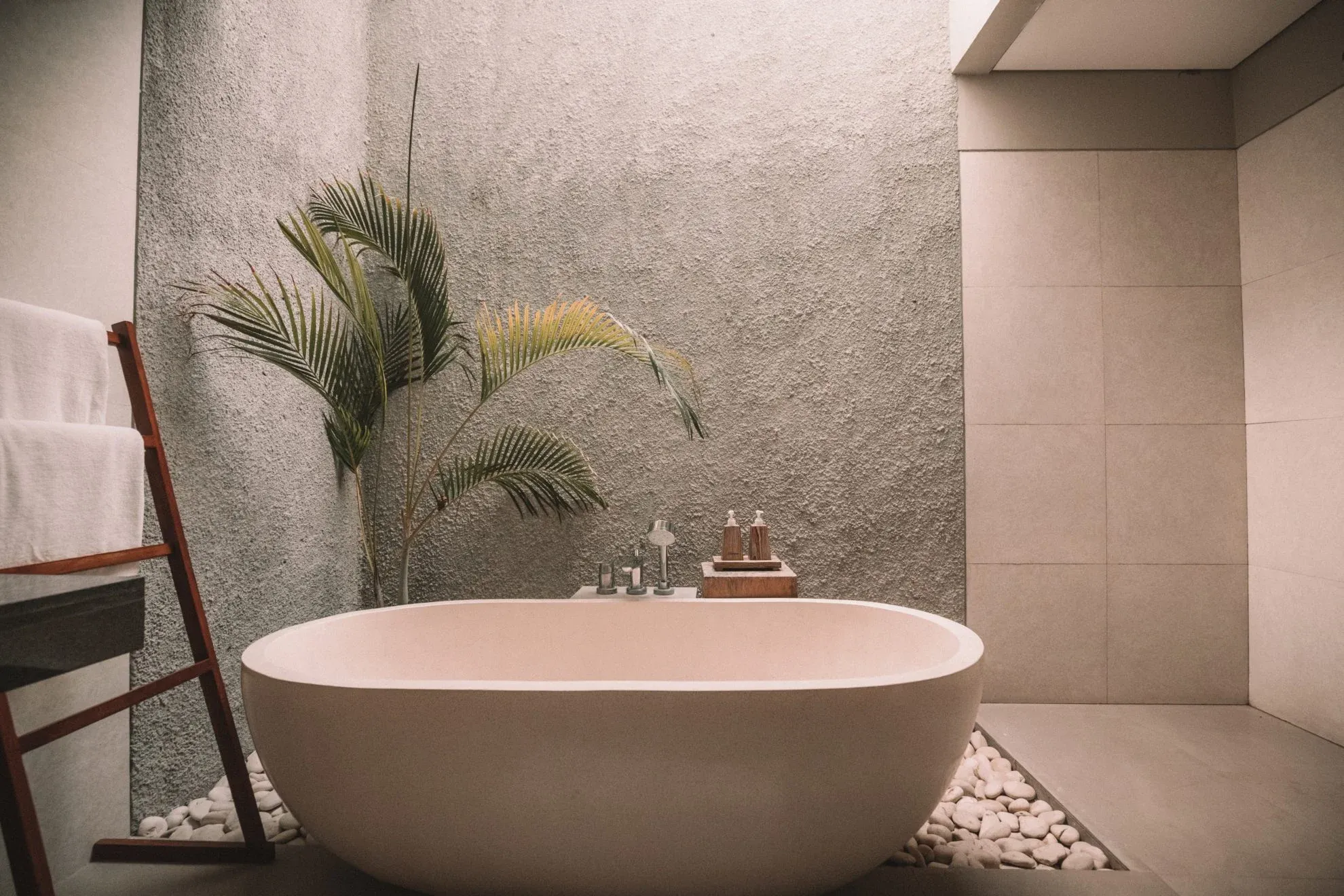 Pebble and stone bathroom remodel