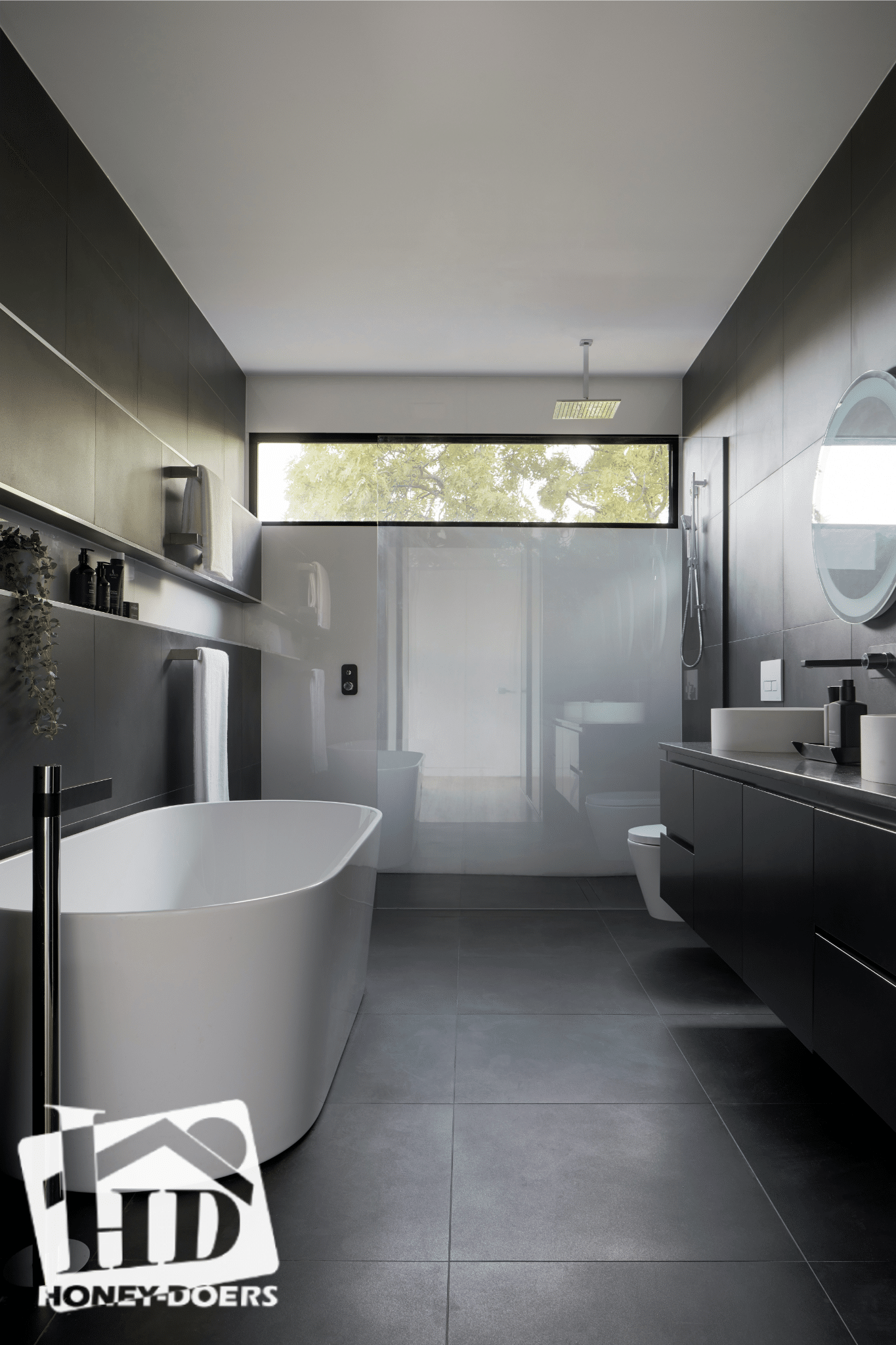 Slate tiled bathroom remodel