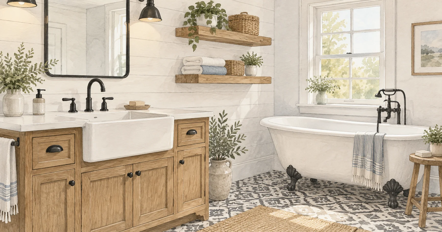 9 Farmhouse Bathroom Ideas That Balance Rustic Charm and Modern Function